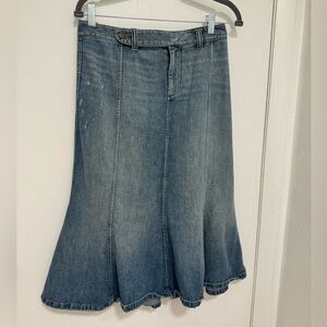 Vintage Y2K 00’s Lauren Jeans Co. Womens Tulip Flare A-Line Denim Midi Skirt 4